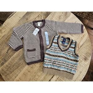 Baby Gap Organic Cotton Sweater Vest & Cardigan Size 6-12 Months